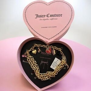 Juicy Couture Chain Belt with Charms Small/Medium in Pink Juicy Heart Gift Box